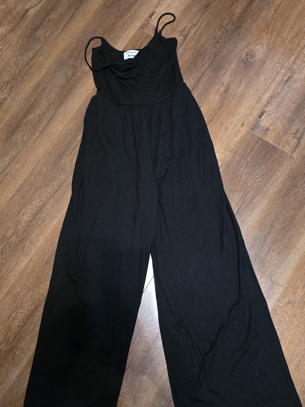 Reformation Black Wide-Leg Spaghetti Strap Jumpsuit